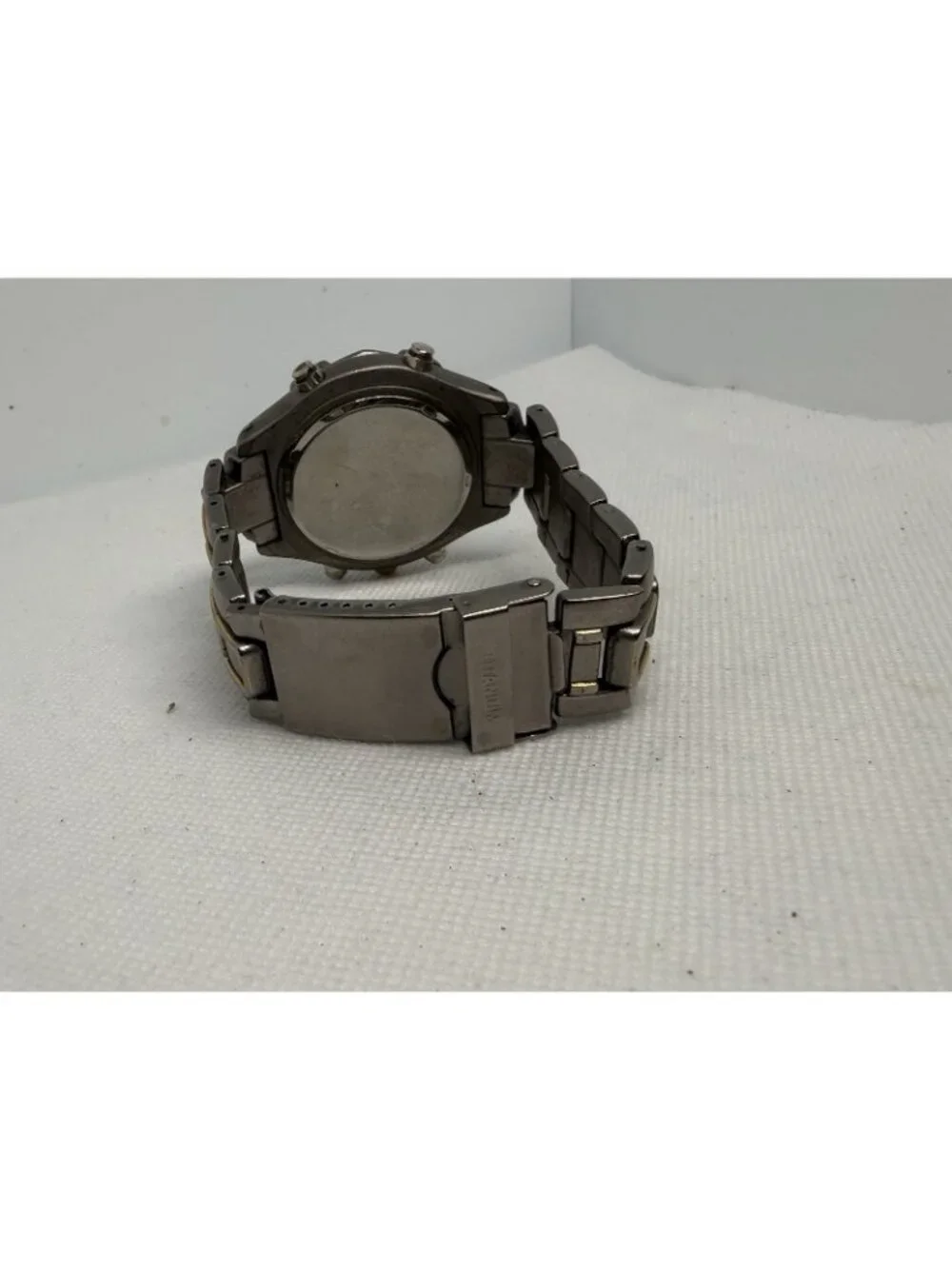 Universal Titanium Mens Two-Tone Chronograph Watch Grey Dial Gold Steel